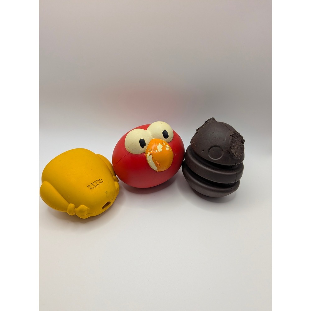 BarkBox Durable Dog Toy Treat Dispenser  Bundle Rubber Super Chewer 3 pc Lot